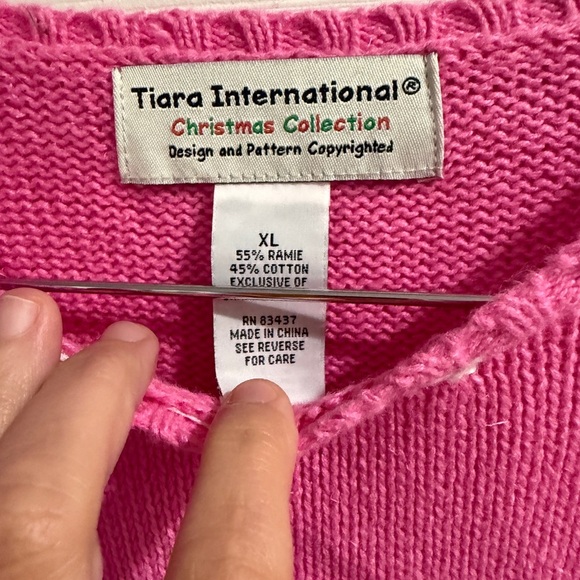 Festive Pink Snowman Sweater Cotton Blend Holiday Snowman - Picture 4 of 5